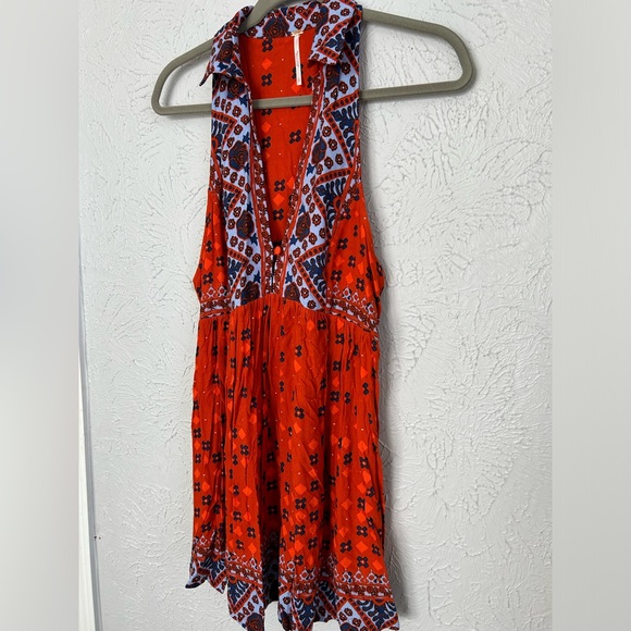 Free People Charlotte Sleeveless Long Top Rust Combo Size S - Picture 8 of 9